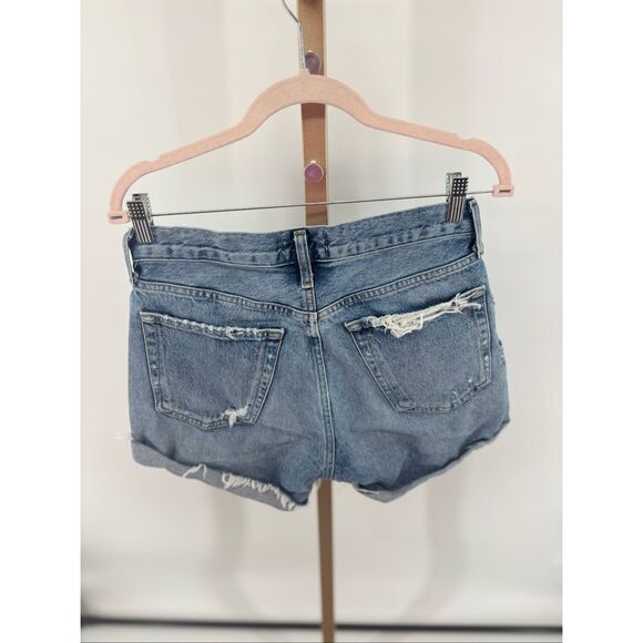 AGOLDE Womens Parker Distressed Cut Off Denim Shorts Button Fly Size 26 - Picture 5 of 7